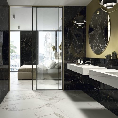 nero atlante marble slab tiles