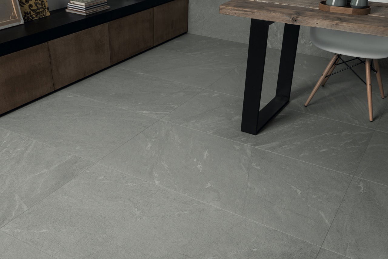 inner grey quartzite dining room porcelain tiles