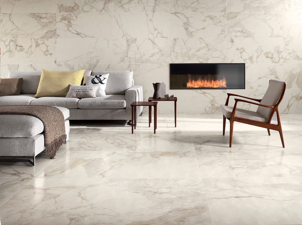 calacatta marble living room tiles