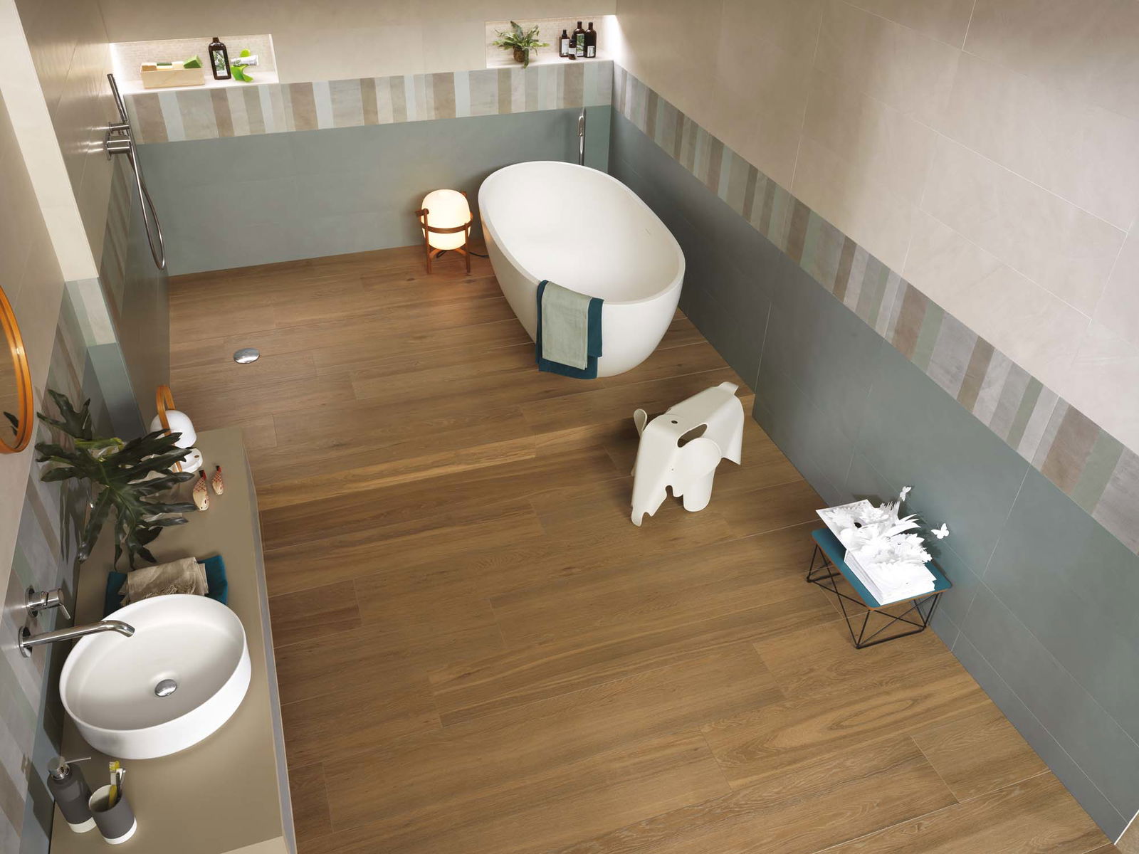 colour timber bathroom