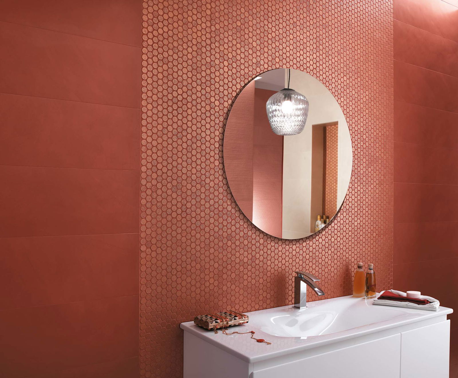 red colour line tile