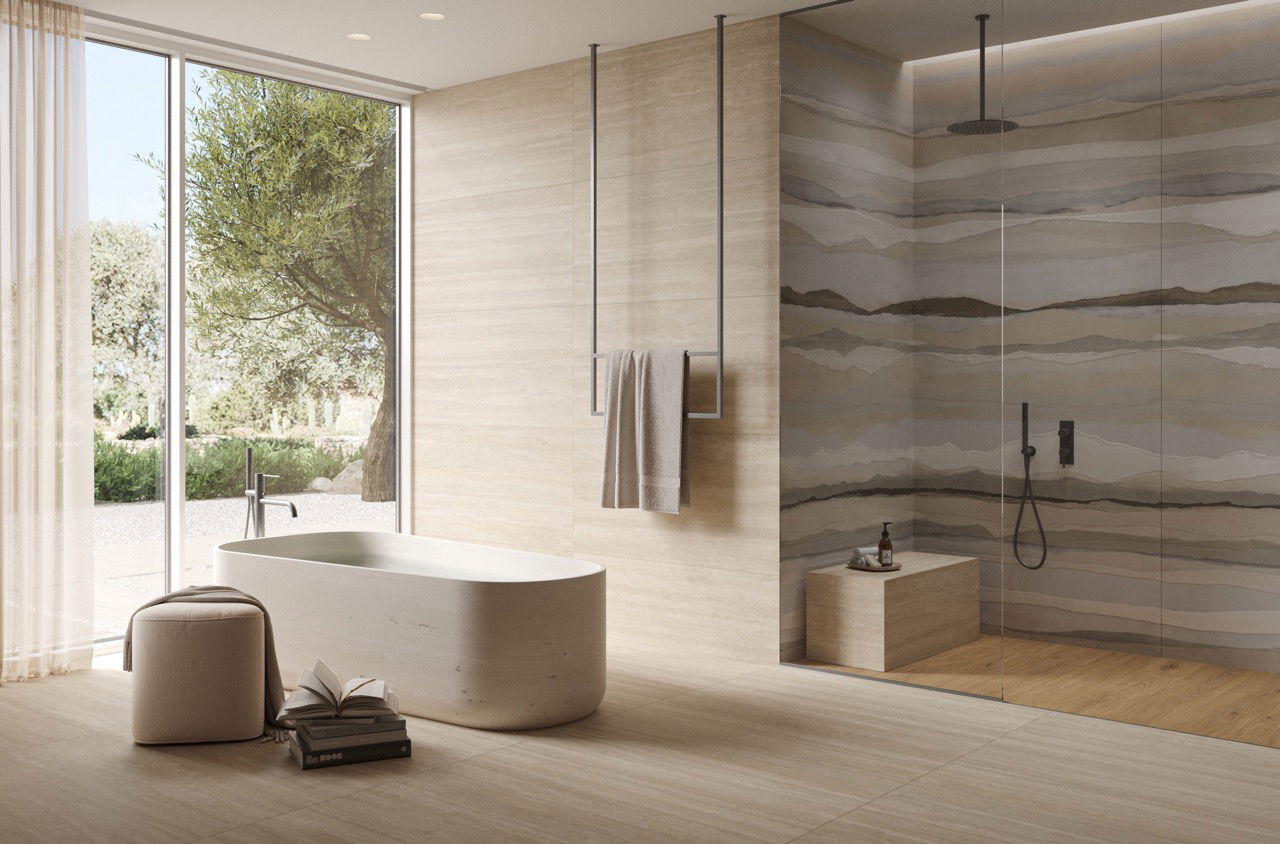 iconica travertine bathroom