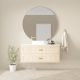 Pier 4 - 1200mm Centre Basin - Wallmount 2-Drawer - Symphony Blanco Top - Natural Oak Cabinet - Stadia White Gloss Basin - Brushed Brass Luna Pull Handles