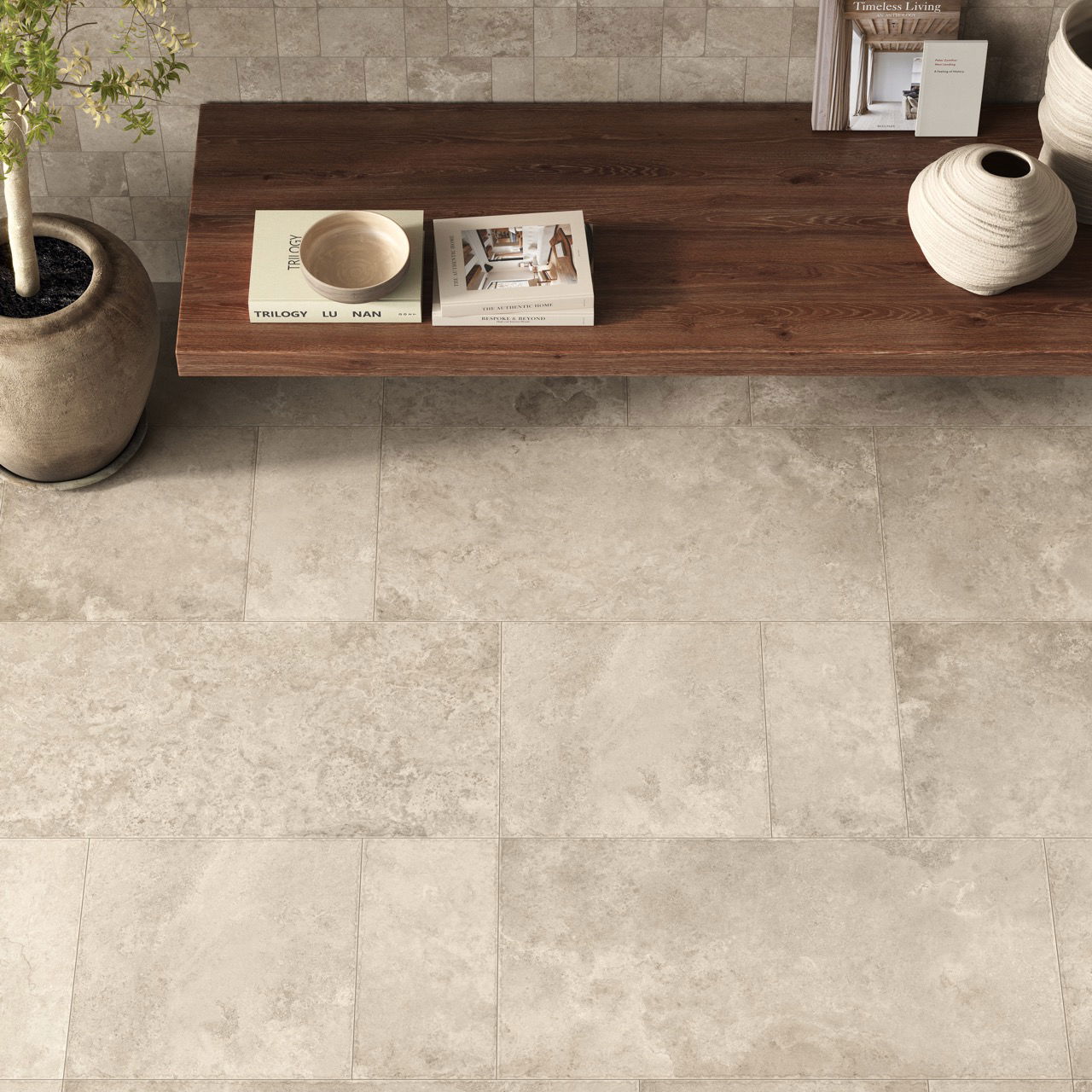 histoire grey travertine porcelain floor tile