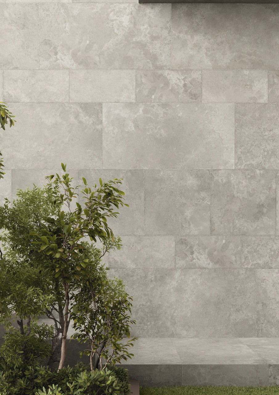 histoire silver travertine porcelain external tile