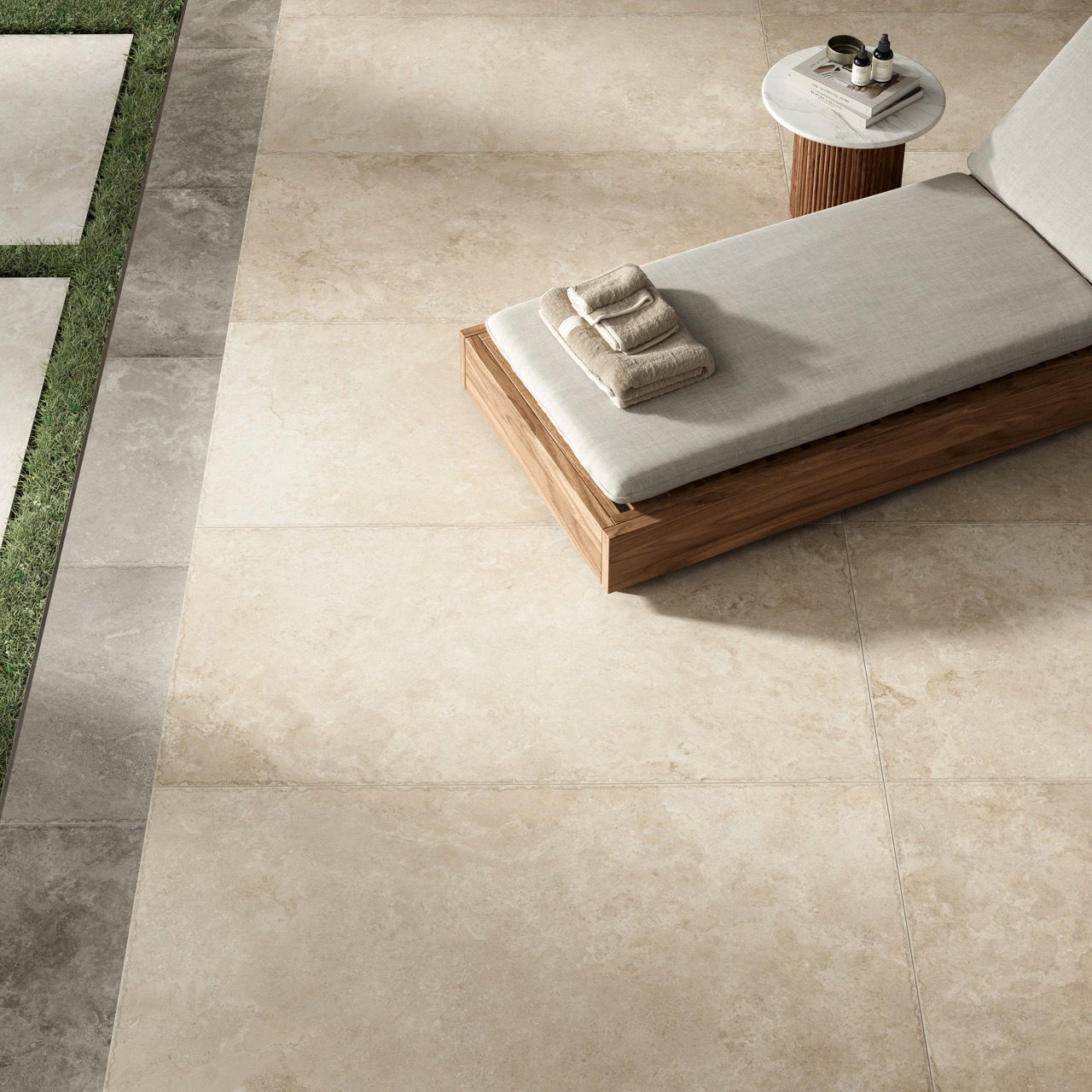 silver travertine porcelain external tile