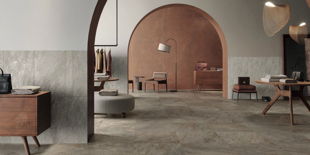 Quartz Essence Wild 60x60 Matt; Quartz Essence Rocky 10x60/40x60 Matt; Join Spice 120x278 Matt (Slider)