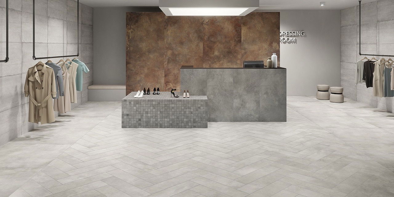 I.MAT Rule 120x120 Matt; I.MAT Rule 20x80 Matt; I.MAT Rule Pattern 60x120 Matt; I.MAT Cube Composizione M 30x30 Matt; I.MAT Cube 60x120 Matt; Alchemy Copper 120x278 Matt (Slider)